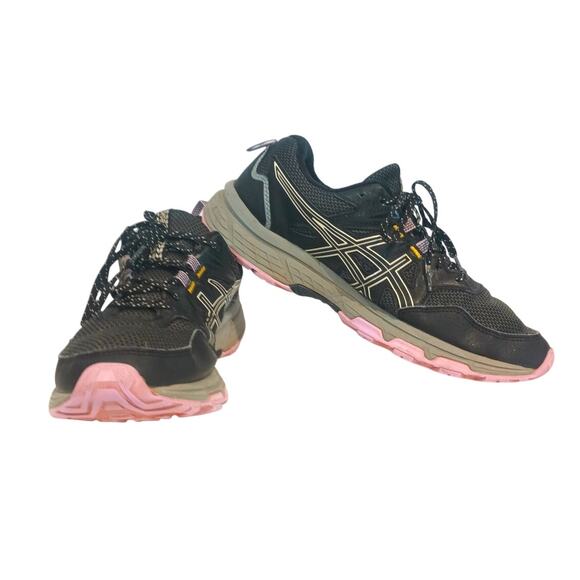 Women's ASICS GEL VENTURE 8 Black & Pink Size 11 - Picture 1 of 6